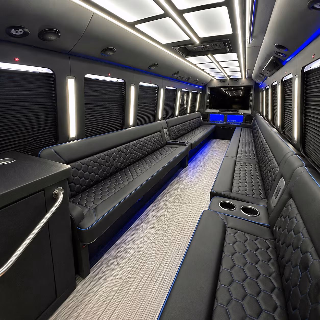 Mobile Concert & Music Festival Transportation party bus interior