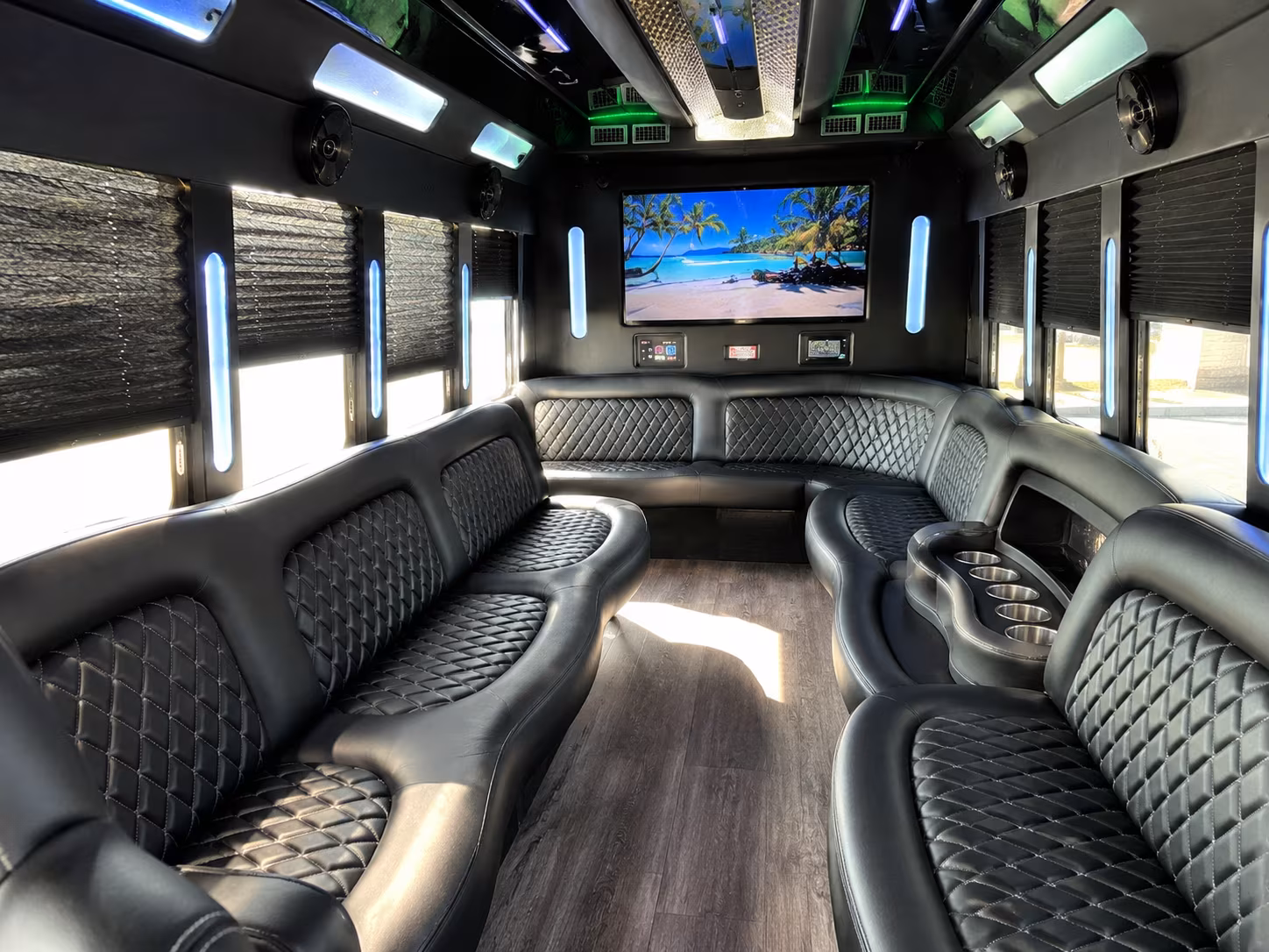 Mobile Wedding Transportation party bus exterior