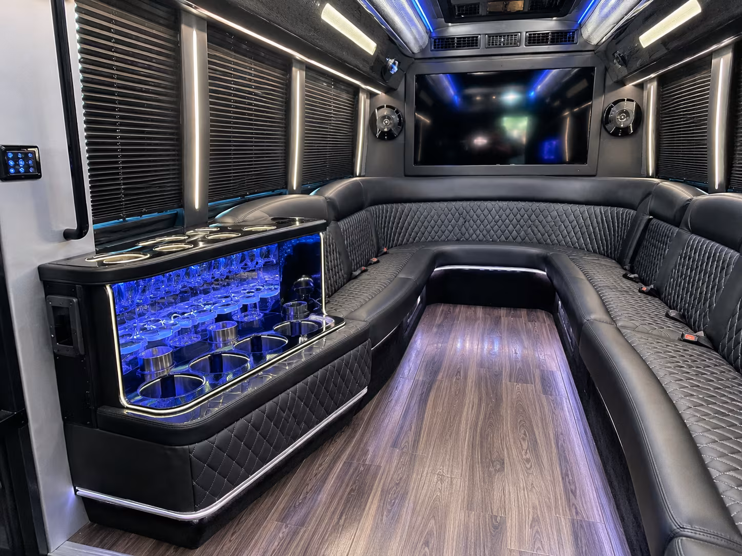 Mobile Wedding Transportation party bus exterior