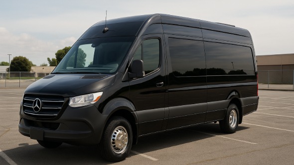 Exterior of Charter Bus Company Gulfport's 14 Passenger Sprinter Limousine in Gulfport