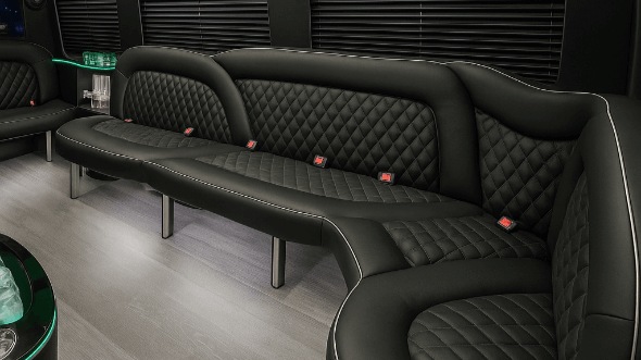 Interior of Charter Bus Company Pensacola's 14 Passenger Sprinter Limousine in Pensacola