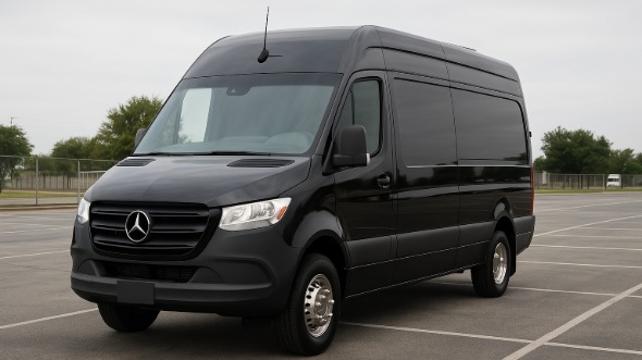 Exterior of Charter Bus Company Montgomery's 14 Passenger Sprinter Limousine in Montgomery