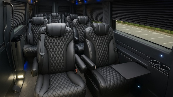 Interior of Charter Bus Company Mobile's 15 Passenger Mini Bus in Mobile