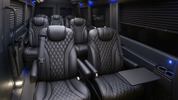 Interior of Charter Bus Company Mobile's 18 Passenger Minibus in Mobile