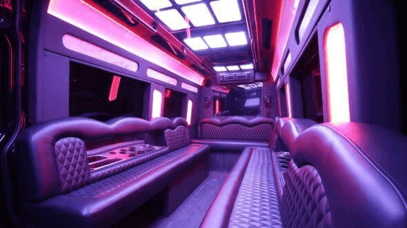 Interior of Charter Bus Company Pensacola's 18 Passenger Party Bus in Pensacola