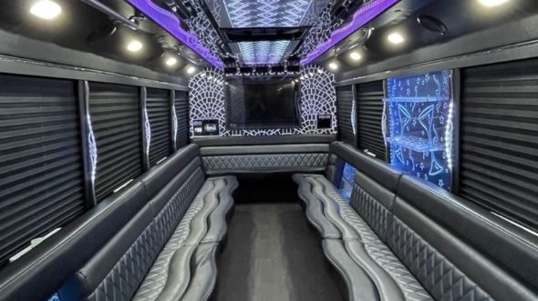 Interior of Charter Bus Company Kenner's 20 Passenger Party Bus in Kenner
