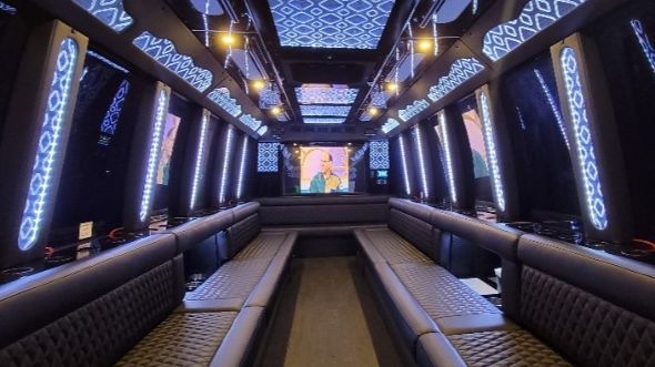 Interior of Charter Bus Company Kenner's 25 Passenger Party Bus in Kenner