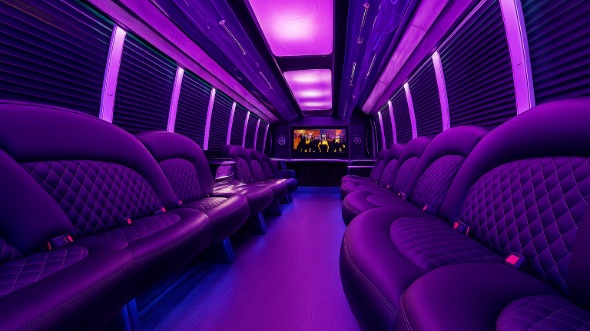 Interior of Charter Bus Company Montgomery's 28 Passenger Party Bus in Montgomery
