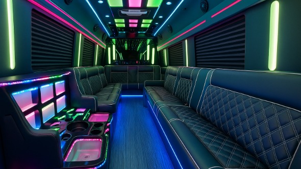Interior of Charter Bus Company Metairie's 30 Passenger Party Bus in Metairie