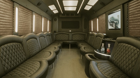 mobile 20 passenger party bus inside